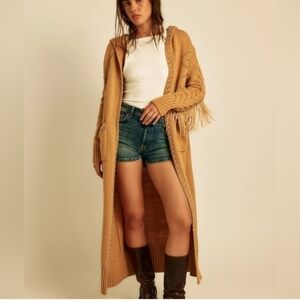 Free People Understated Leather Southern Charm Studded Fringe Cardigan M/L
